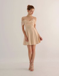 Off Shoulder Layered Chiffon Padded Mini Dress