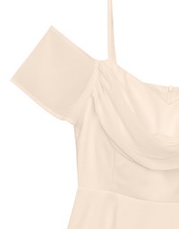Off Shoulder Layered Chiffon Padded Mini Dress