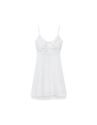 Spaghetti Strap V Neck Twist Detail Flowy Padded Mini Dress
