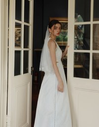 Side Cut Out Padded Maxi Dress with Lace Halter Neckline