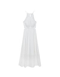 Side Cut Out Padded Maxi Dress with Lace Halter Neckline