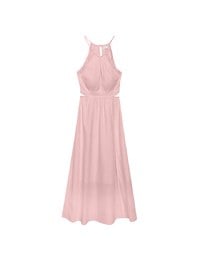 Side Cut Out Padded Maxi Dress with Lace Halter Neckline