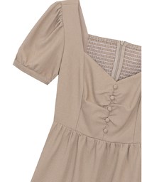 Sweetheart Neckline Puff Sleeve Tiered Mini Dress with Button Detail
