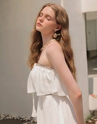 Boho Embroidered Bandeau Padded Mini Dress with Tassel Tie Design