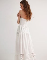 2 Way Halter Cut Out Padded Maxi Dress with Hollow Embroidery Hem