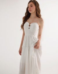 2 Way Halter Cut Out Padded Maxi Dress with Hollow Embroidery Hem