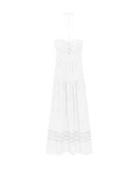 2 Way Halter Cut Out Padded Maxi Dress with Hollow Embroidery Hem