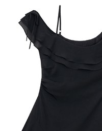 Asymmetric Ruffled Chiffon Cold Shoulder Padded Mini Dress