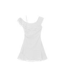 Asymmetric Ruffled Chiffon Cold Shoulder Padded Mini Dress