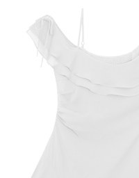 Asymmetric Ruffled Chiffon Cold Shoulder Padded Mini Dress