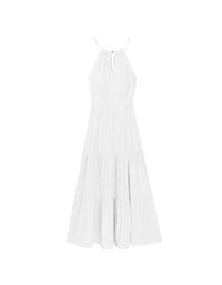 Keyhole Cut Out Tiered Halterneck Maxi Dress with Nautical Charm Ties