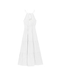 Keyhole Cut Out Tiered Halterneck Maxi Dress with Nautical Charm Ties