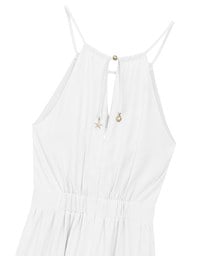 Keyhole Cut Out Tiered Halterneck Maxi Dress with Nautical Charm Ties