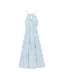 Keyhole Cut Out Tiered Halterneck Maxi Dress with Nautical Charm Ties