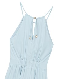 Keyhole Cut Out Tiered Halterneck Maxi Dress with Nautical Charm Ties
