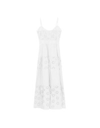 Floral Eyelet Lace Button Front Tiered Cami Padded Maxi Dress