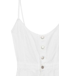 Spaghetti Strap Flared Jeans Denim Mini Dress with Front Button Detail