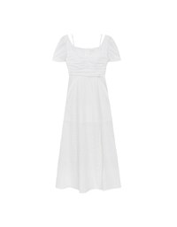 Sweetheart Puff Sleeve Ruched Bodice Check Padded Maxi Dress