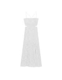 Eyelet Embroidered Padded Cami Maxi Dress with Crisscross Back Detail