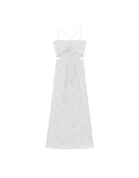 Eyelet Embroidered Padded Cami Maxi Dress with Crisscross Back Detail