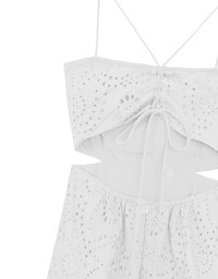 Eyelet Embroidered Padded Cami Maxi Dress with Crisscross Back Detail