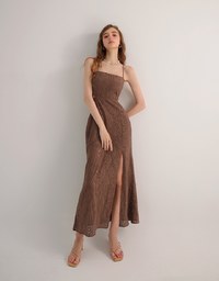 Eyelet Embroidered Padded Cami Maxi Dress with Crisscross Back Detail