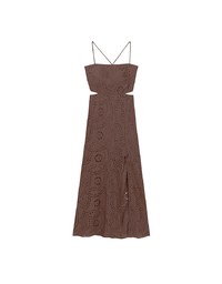 Eyelet Embroidered Padded Cami Maxi Dress with Crisscross Back Detail