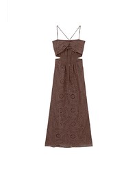 Eyelet Embroidered Padded Cami Maxi Dress with Crisscross Back Detail