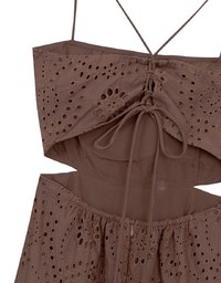 Eyelet Embroidered Padded Cami Maxi Dress with Crisscross Back Detail