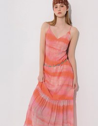 V Neck Tie Dye Spaghetti Strap Padded Maxi Dress