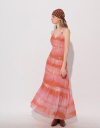 V Neck Tie Dye Spaghetti Strap Padded Maxi Dress