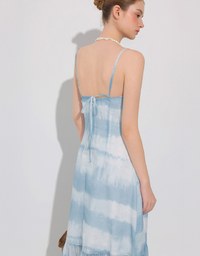 V Neck Tie Dye Spaghetti Strap Padded Maxi Dress