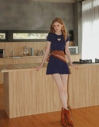 Heart Cut Out Ribbed Knit Fitted Mini Dress