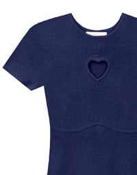 Heart Cut Out Ribbed Knit Fitted Mini Dress