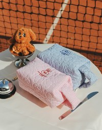 【Lyra & Toby】Embroidered Quilted Check Makeup Pouch