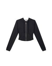 Cooling Fabric Fitted Zip-Up Hooded Jacket with Pockets Detail