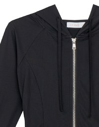 Cooling Fabric Fitted Zip-Up Hooded Jacket with Pockets Detail