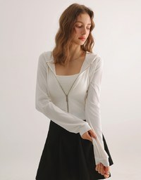 Cooling Fabric Fitted Zip-Up Hooded Jacket with Pockets Detail
