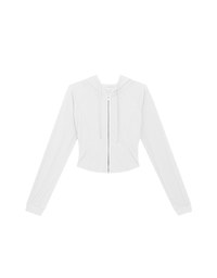 Cooling Fabric Fitted Zip-Up Hooded Jacket with Pockets Detail
