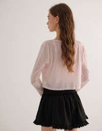 小雛菊刺繡微透肌開襟外套