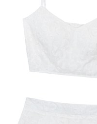 Floral Textured Spaghetti Strap Cami Padded Top with Matching High Waist Shorts Set Wear