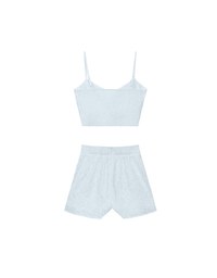 Floral Textured Spaghetti Strap Cami Padded Top with Matching High Waist Shorts Set Wear