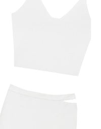 Double Shoulder Strap Ribbed Cami Top and Side Waist Cutout Knit Maxi Skirt Set Wear