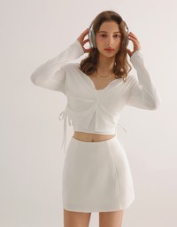 Cooling Fabric Side Ruched Button Cardigan and Adjustable Padded Bra Top Set Wear