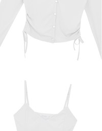 Cooling Fabric Side Ruched Button Cardigan and Adjustable Padded Bra Top Set Wear