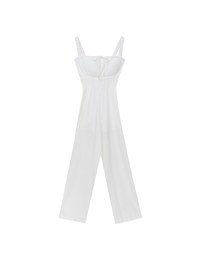 Cooling Fabric Ruched Front Wide Leg Jumpsuit with Back Cutouts Detail