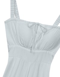 Cooling Fabric Ruched Front Wide Leg Jumpsuit with Back Cutouts Detail