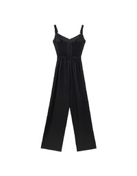 Contrast Spaghetti Strap Waist Cut Out Wide Leg Padded Jumpsuit