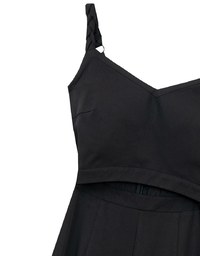 Contrast Spaghetti Strap Waist Cut Out Wide Leg Padded Jumpsuit