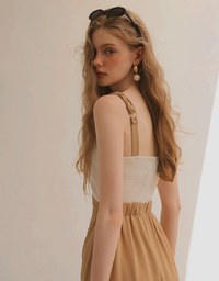 Contrast Spaghetti Strap Waist Cut Out Wide Leg Padded Jumpsuit